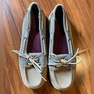 SPERRY TOP SIDER Women Sz 7.5M 7 1/2 Tan Blue Boat Casual Oxford Shoes